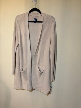 GAP Women's Open-Front Beige Cream Knit Cardigan